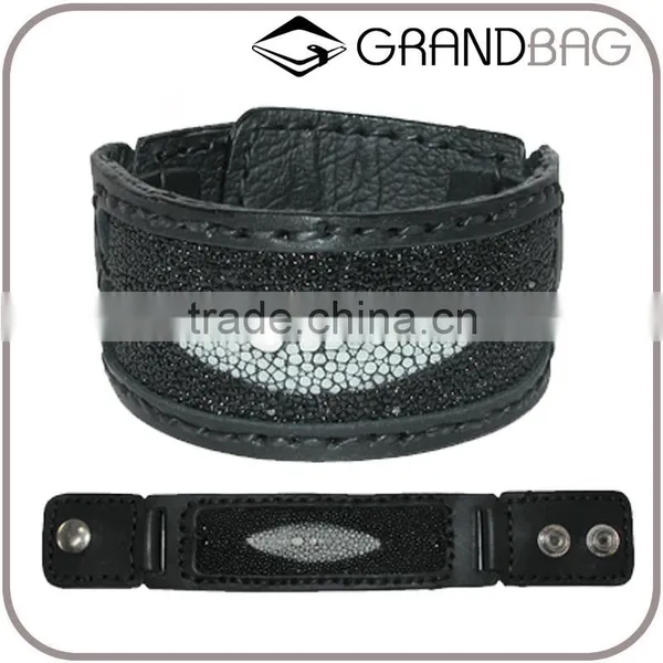 Luxury Stingray Skin Bracelet Exotic Top Grade Genuine Leather Wristlet Vintage Leather Bracelet for Men and Women