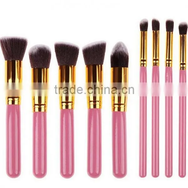 2016 10PCS Professional Custom Logo Pink Makeup Brushes Set photo-3