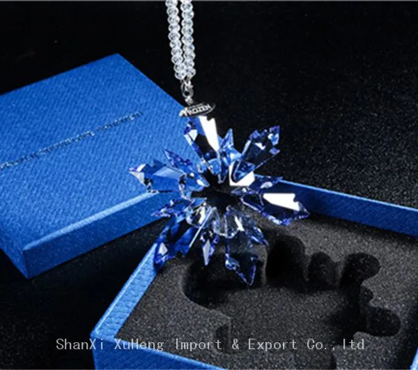 High Quality Crystal Snowflake Pendant Car Hanging Crystal Glass Ornament With Gift Box photo-4