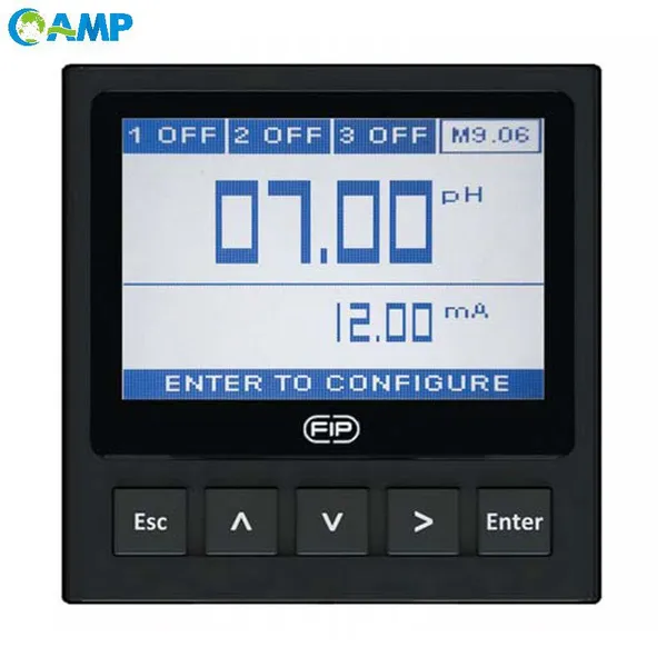 FIP M9.06 PH/ORP Monitor With 4-Inch Full-Graphic Display and 3-Color Backlight