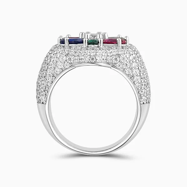 Shining Star Jewelry Mens Flower Rings 925 Sterling Silver Colorful Ring Jewelry photo-3