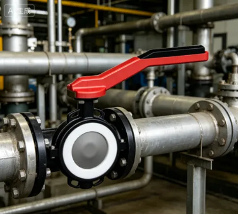 Wafer Butterfly Valve Metal PFA Lined Stainless Steel Disc Industrial Water Treatment Valve photo-2