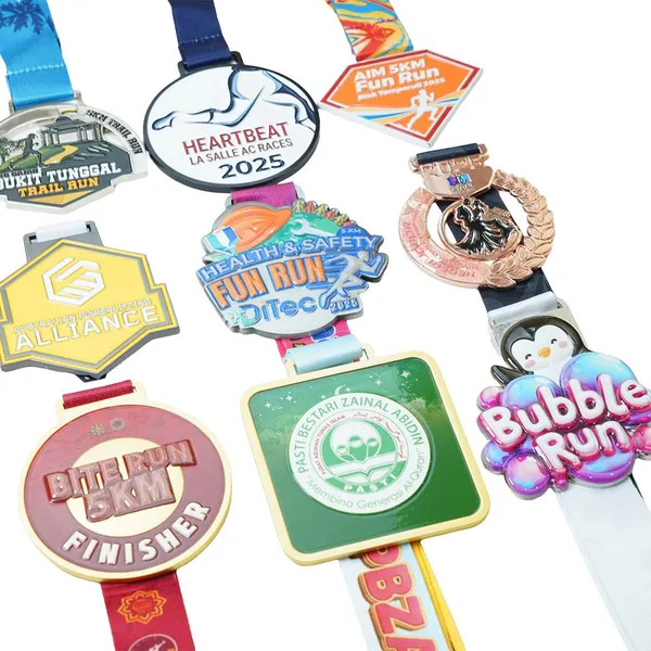 Wholesale 3D Gold Award Marathon Running Sport Medal Customized Zinc Alloy UV Printed Silver Economical Custom Medals photo-1
