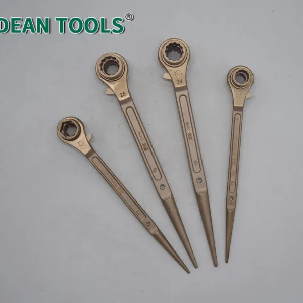 Llave de trinquete de construcción sin chispas de 14 mm de tamaño en bronce de aluminio, Llave de trinquete de doble cara sin chispas