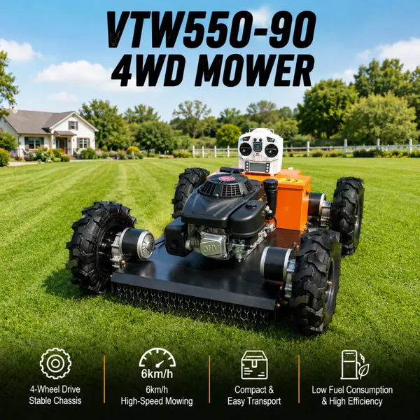 Vigorun VTW550‑90 Remote Control Gas Mower 200m Operation Range 6km/h Fast Mowing For Orchard Work