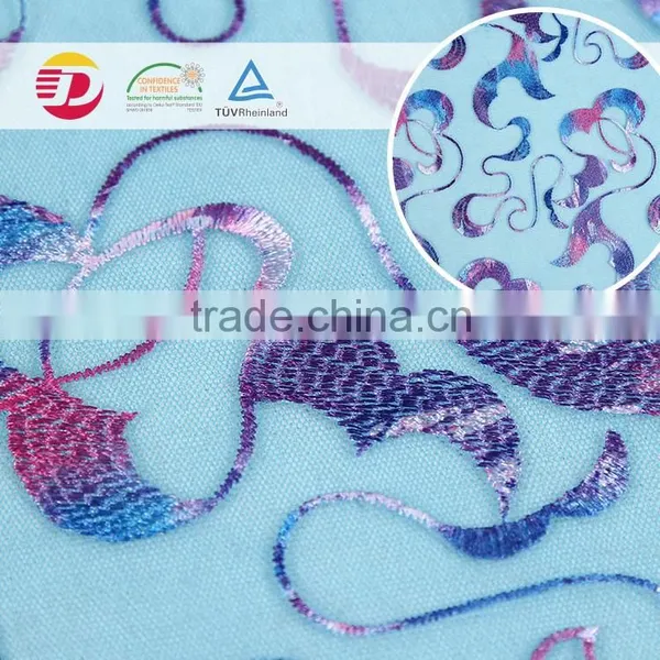 Nylon Polyester Cheap Border Printing Dress Lace Tulle Fabric photo-2