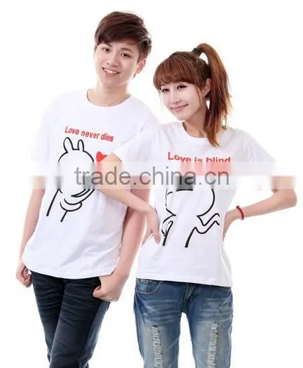 Organic Cotton T-shirt Printed Love Couple T-shirt Design photo-2