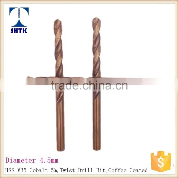 Professional HSS M35 Drill Bit , Dia 4.5mm, Coffee Coated Twist Drill photo-3