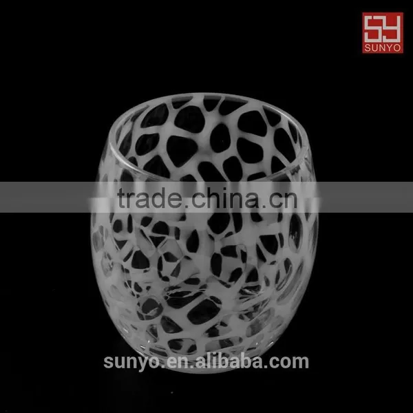 NEW PRODUCT!Mouth Blown Whisky Glass With White Porcelain Decoration photo-2