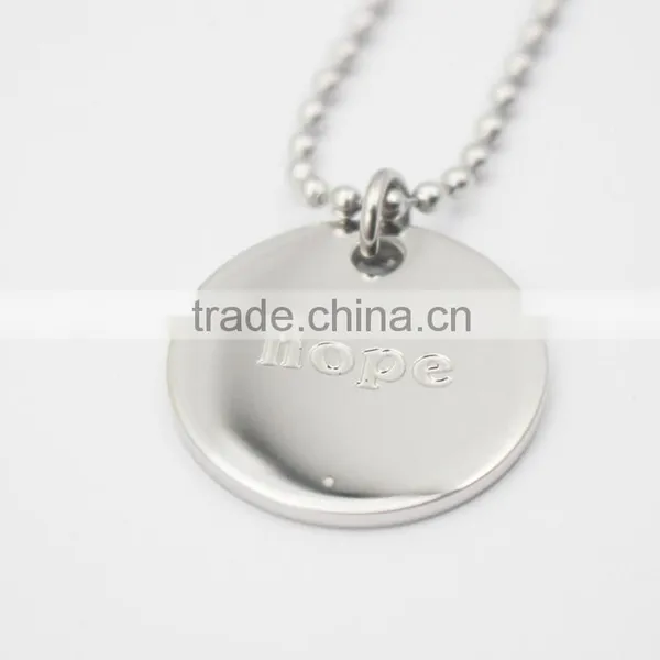 Fashion Jewellery Engraved Words Dream Hope Disk Pendant Jewelry Necklace photo-2