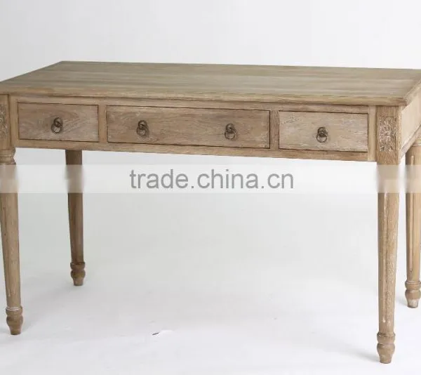 Antique Style Rectangle Hand Carved Study Desk/Wooden Restaurant Table(DT-1025-OAK,125CM) photo-2