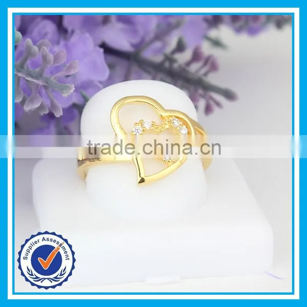 Factory Direct Sale Plated Gold Zircon Heart-shaped Metal Rings photo-5