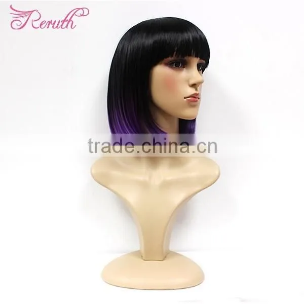 Wholesale Two Tone Colorful Human Short Bob Hair Lace Front Wig photo-2