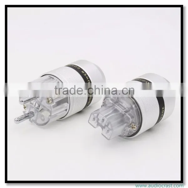 OEM/ODM Viborg Audio Aluminum Rhodium Plated Schuko Power Plug Male Connector+IEC Female Plug photo-3