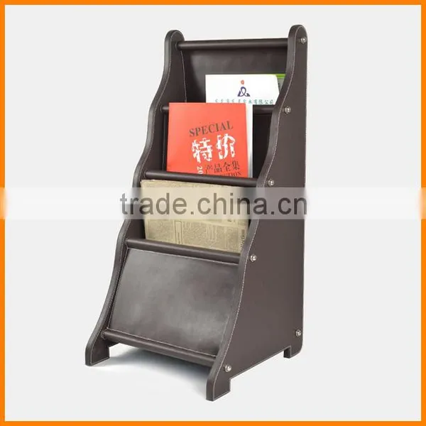 High-grade Leather Magazine Newspaper Office Data Storage Shelf Newspaper Rack Creative Showcase News Stand Shipping photo-2