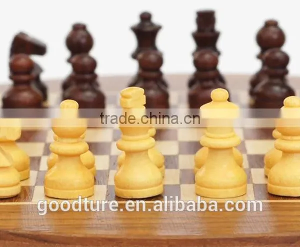 Mini Round Box Magnetic Wooden Chess Set photo-4