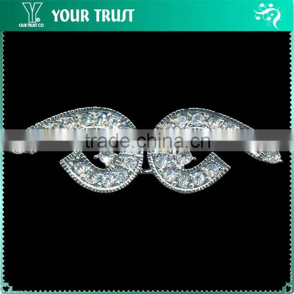 3MM Clear Cystal Garment Jewelry Rhinestone Rhodium Metal Pair Buckle photo-3