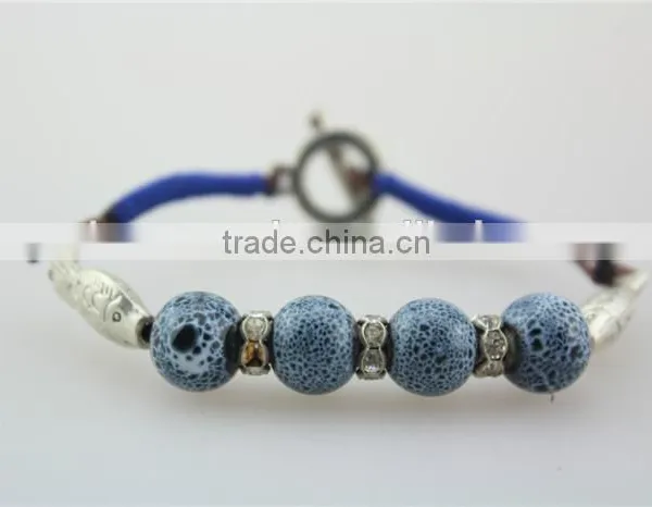 Bead Ceramic Wristband Bracelet , Fish Shape Silver Material Bracelet photo-4