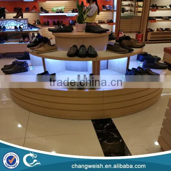 Round Lights Wood Men's Shoe Display Stands