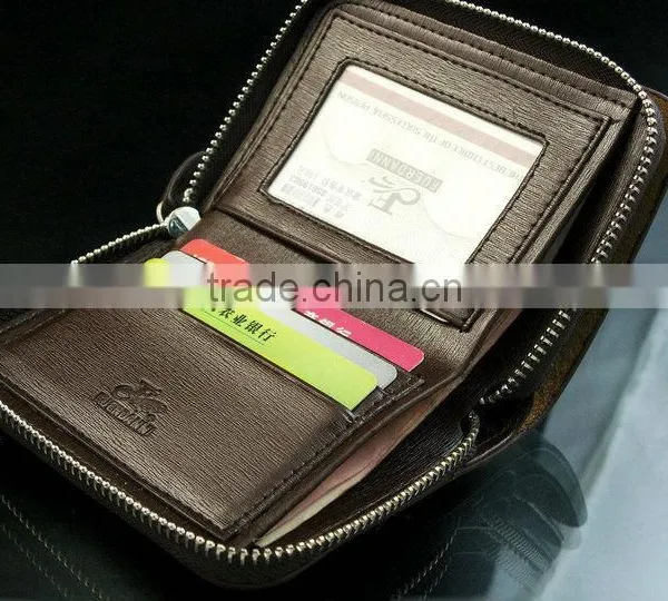 Billfold Multi Pockets Purse Card Holder Mens Zipper Leather Wallet photo-4