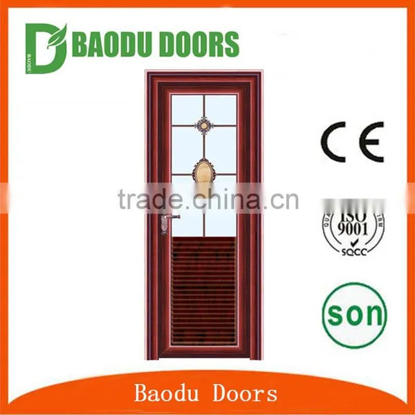 Luxury Design Aluminum Alloy Bathroom Door With Half Glass Insert photo-3