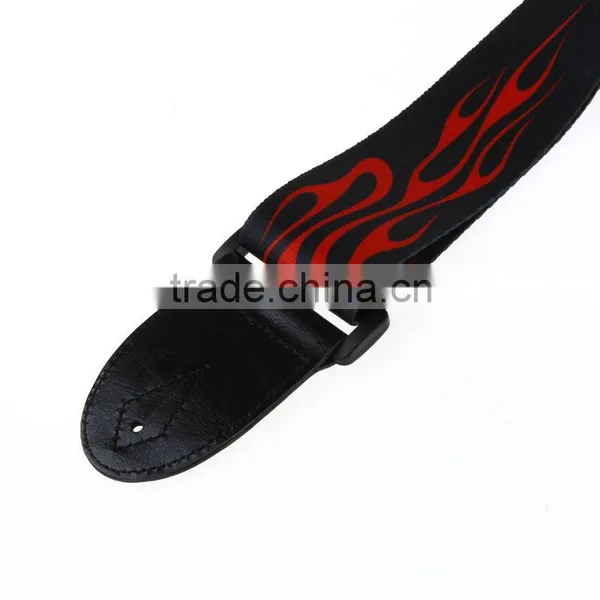 Adjustable Buckle Electric Guitar Acoustic Strap Red Flame Print photo-2