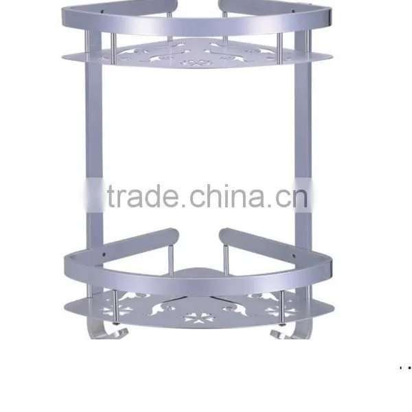 Aluminum Bathroom 2-Tier Corner Shelf Basket Wall Mounted, Silver Sand Sprayed photo-5