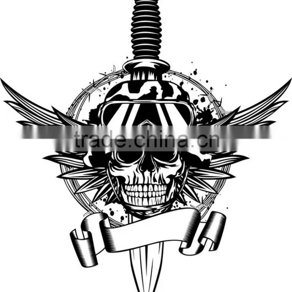 Water Transfer Summer USA Soldier Black Skull Customized Temporary Tattoo photo-4