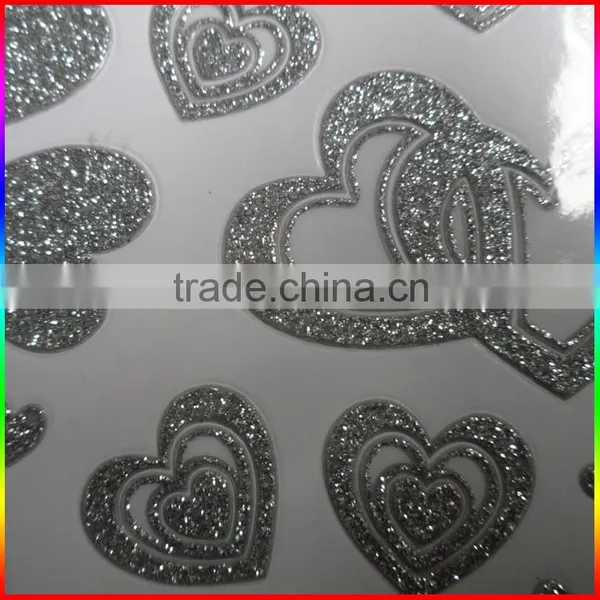 Glitter Powder Silver Heart Stickers photo-2