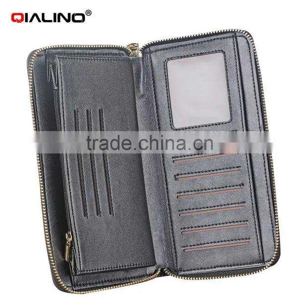 QIALINO Wholesale Zip Wallet Luxury Ostrich Leather Card Wallet Handbag photo-4