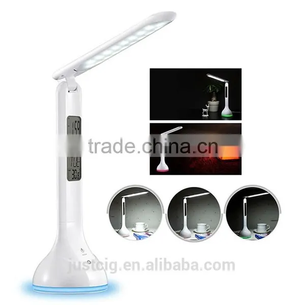 Factory LED Desk Table Lamp Rechargeable Portable Light Calendar Alarm Colck photo-3