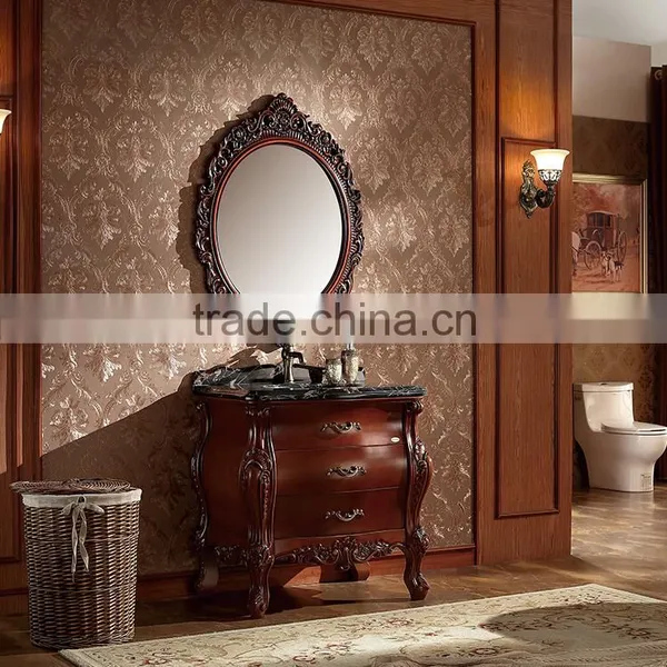 WTS16188 39 Inch French Provincial Antique White Undermounted Single Sink Bathroom Vanity With Marble Top photo-5