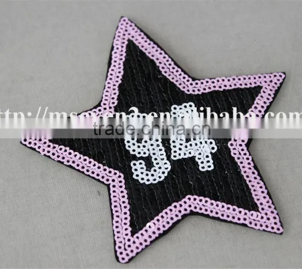 100% Fashion Design Embroidery Sequin Patch With Applique Embroidery Star Patches Three Color Design for Cloting photo-4