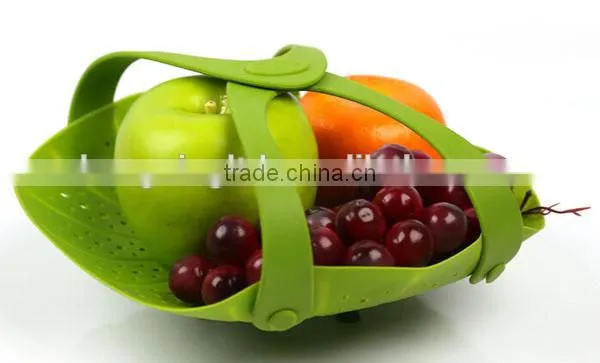 Silicone Vegetable Fruit Strainer Colander Basket Mat Bowl Steamer photo-2