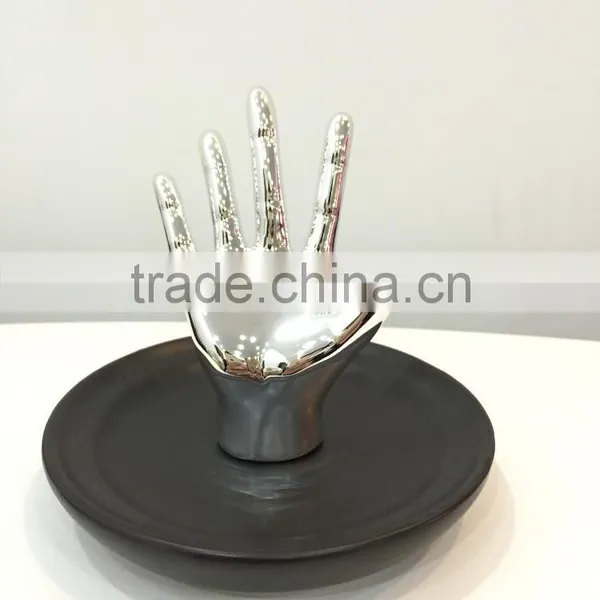 Ceramic Porcelain Hand Shaped Ring Jewelry Holder photo-4