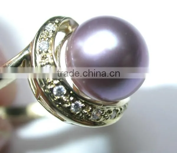 Fashion Pearl Ring With Diamond Tahitian Pearl Ring photo-2