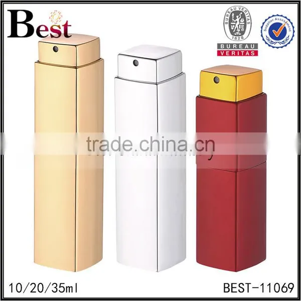 2017 Hot New Products Cosmetic Red Aluminum Cover Glass Perfume Bottle 10ml 20ml 35ml Spray Square Rotary Bottle Perfume photo-5
