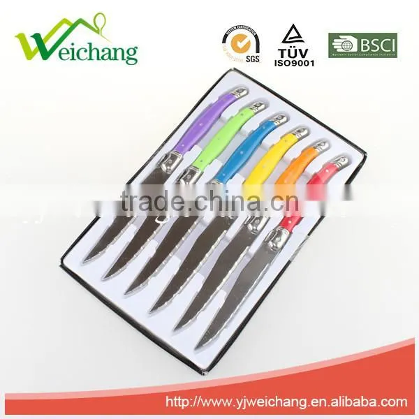 WCJ842 Hot Sale Cutlery Set 6 Pcs Stainless Steel and Plastic Handle Steak Knife Set photo-3