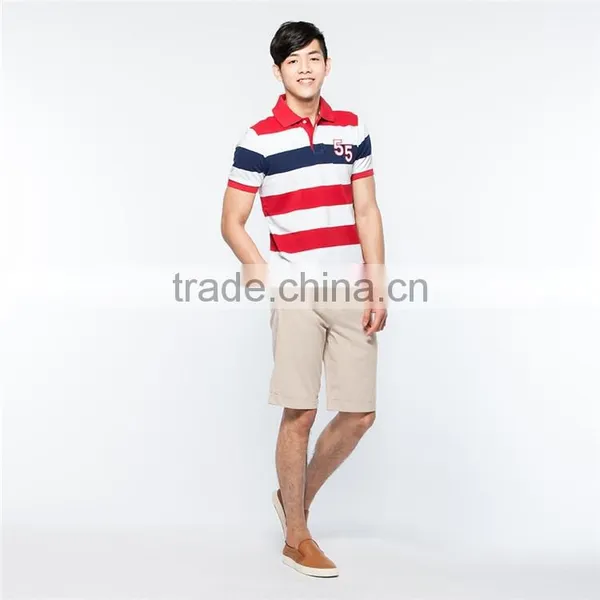 Young Striped School Uniform Colorful Polo Shirt Designs Polo T-shirts 100% Cotton photo-2