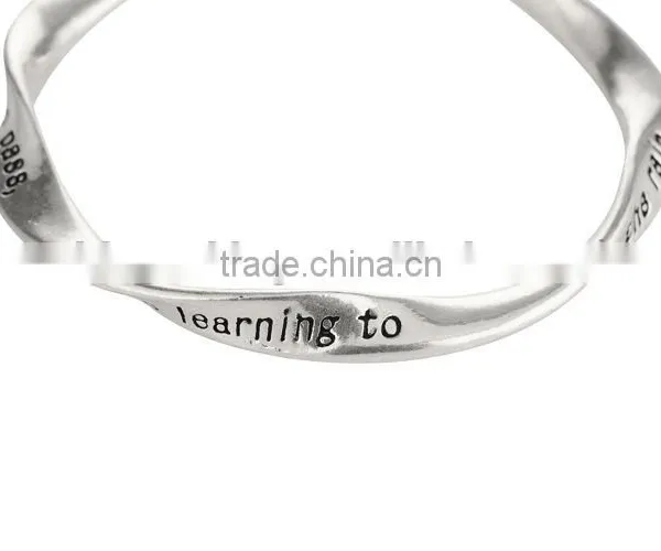 Custom Inspired Words Bangles Bracelets Jewelry Saying Phrase Engraved Metal Bangles Bracelets Best Family Friendship Gifts photo-2