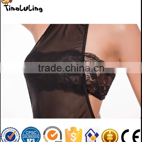 Hot Selling Sexy Black Chiffon Robe No Sleeves Sleepwear for Women photo-3
