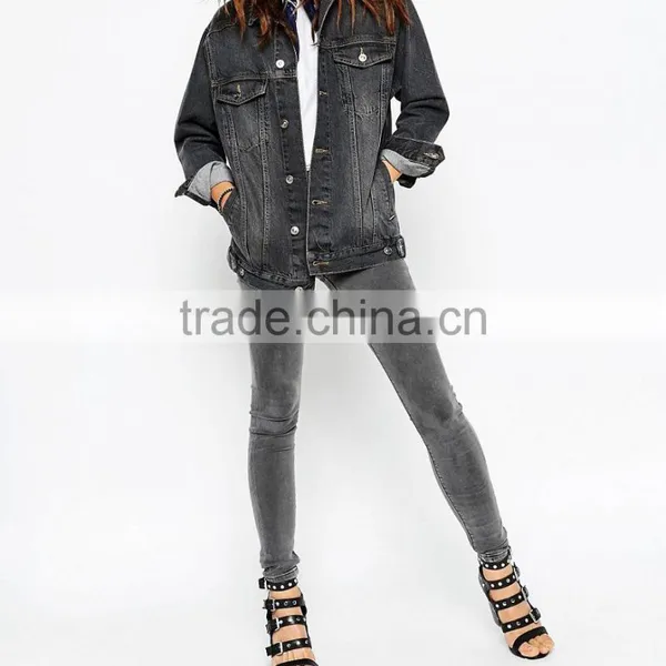 Wholesale Price Women Fashion Washed Winter Denim Jacket Woman Apparel photo-4
