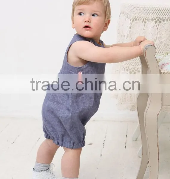 Newborn Baby Boy Orangic Cotton Shortall Cute Fashion Plain Jon Jon Romper photo-2