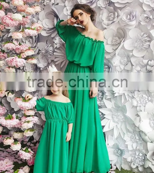 Matching Mother And Me Dresses Family Look Mother And Daughter Dresses Chiffon Maxi Dresses photo-5