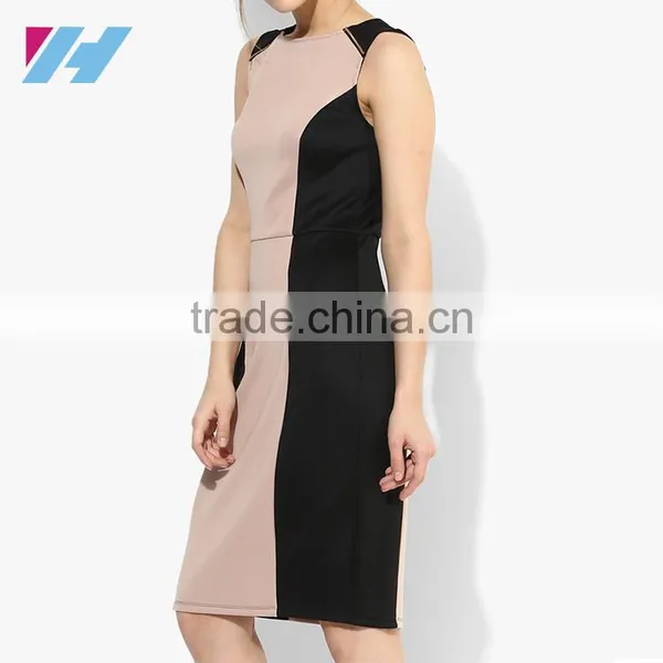 New Ladies Picture Fashion Contrast Color Short Pencil Dresses 2017 Design photo-2