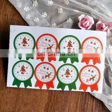 Badge Shape Colorful Red Green Christmas ThemeBox Bag Label Baking Bag Sealing Sticker Baby Shower Gift Decoration Craft Packing photo-2