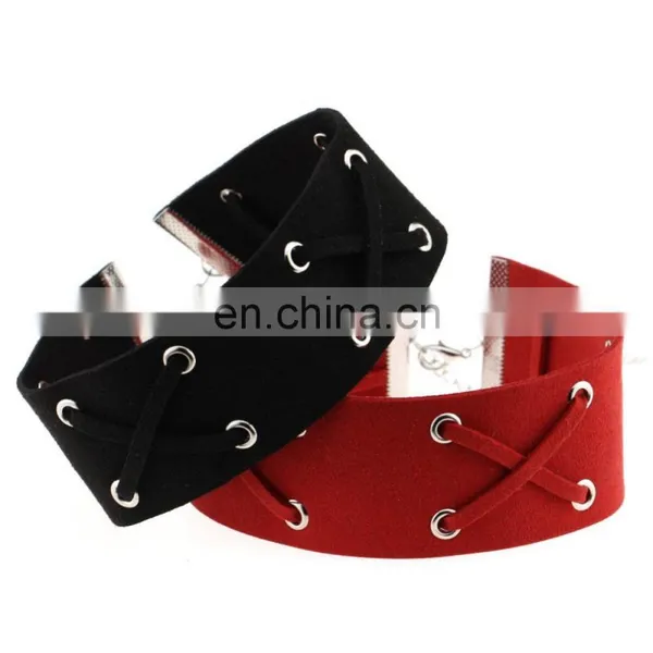 Suede Leather Cord Cross Choker Collar Necklace photo-2