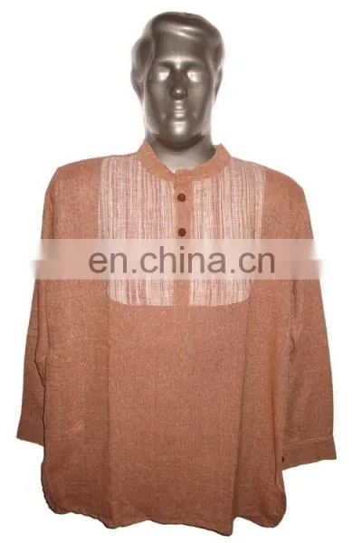 Full Sleeve Short Khadi Yoga Kurta, Size : Chest 46 x Height 30 Inches (medium). photo-3