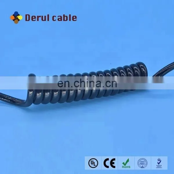 Spring Loaded Cable Reel Drum/spring Loaded Cable Retractor Low Voltage Flexible Retractable Spiral Spring Coiled Cable photo-3