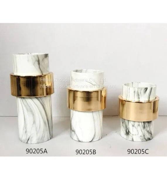 Hot Resin Sale Marble Pattern English Letter Shape Candle Holder for Home Decoration